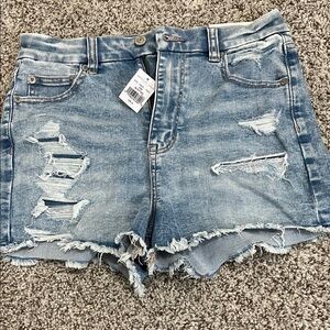 Distressed Light Blue Denim Jean Shorts for Women